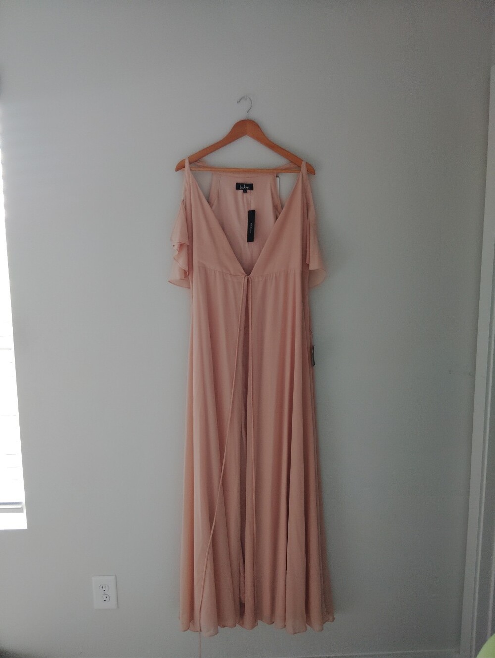 Lulus Blush Pink Cold-Shoulder Wrap Maxi Dress - Picture 2 of 5